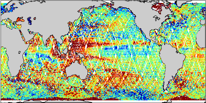 Sea Surface Height Anomaly: Jason-1 and Jason-2 Measurements from 13-May-2013 to 23-May-2013