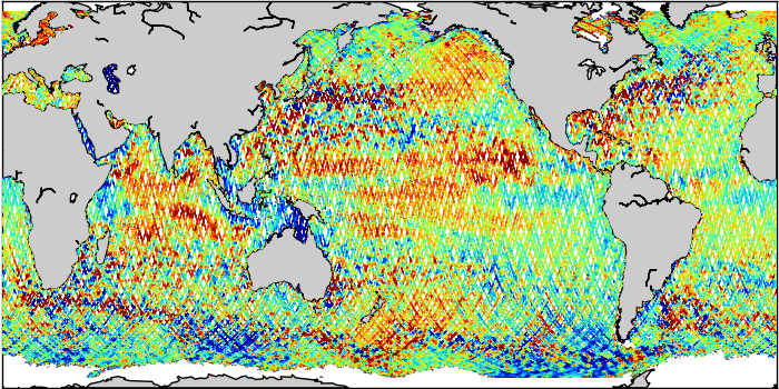 Sea Surface Height Anomaly: SARAL, Jason-2 and Jason-3 Measurements from 12-Jul-2019 to 22-Jul-2019