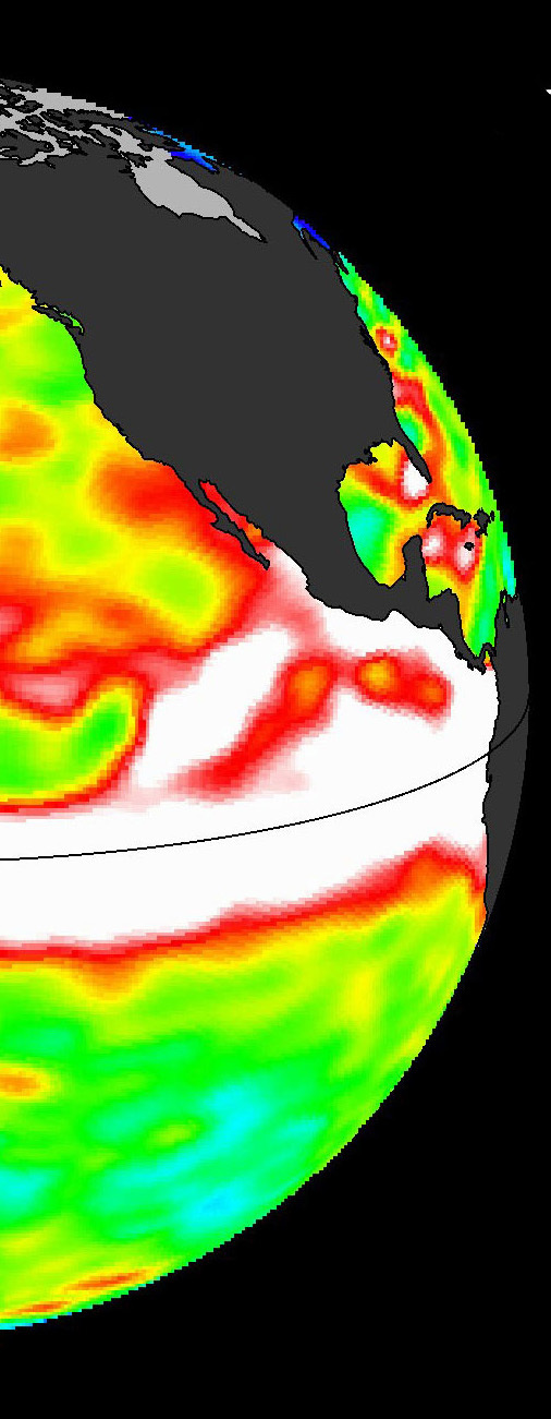 A slice of the Pacific Ocean should the US and South America during and El Nino condition.